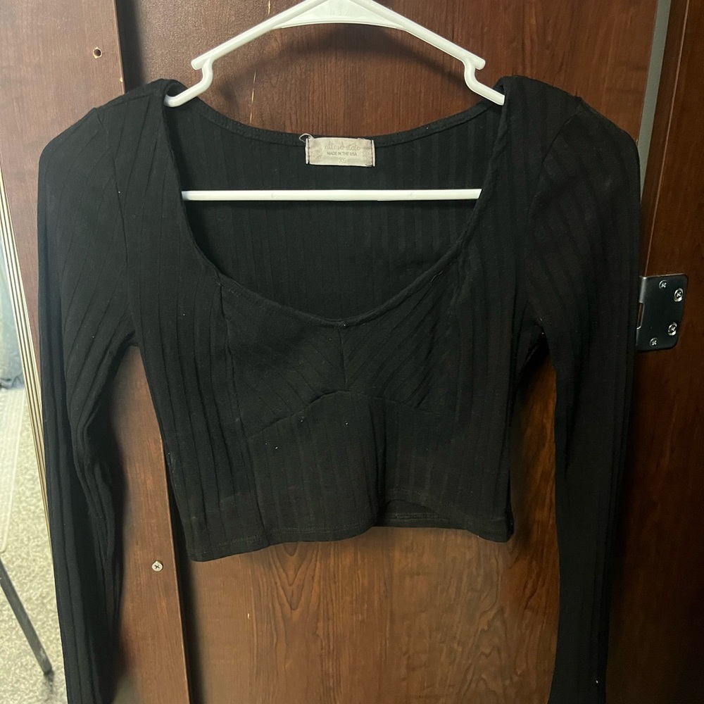 Altar'd State Black Ribbed Crop Top